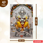 Hindu Gods Posters for Pooja Room and Home Temple (Pack Of 6) A3 Size, Self Adhesive, Laminated, 300 GSM Paper, Unframed Wall Décor Ganesha, Khatu Shyam Ji, Laxmi Ji, Ram Darbar, Saraswati Ji and Panch Mukhi Hanuman