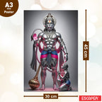 Hanuman Ji, Laxmi Ji, Sita Ram, Saraswati Ji and Ma Durga Poster (Pack of 6) A3 Size Laminated Self Adhesive Religious Wall Art Unframed Goddess Posters for Pooja Room and Home Temple