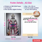 Hanuman Ji, Laxmi Ji, Sita Ram, Saraswati Ji and Ma Durga Poster (Pack of 6) A3 Size Laminated Self Adhesive Religious Wall Art Unframed Goddess Posters for Pooja Room and Home Temple