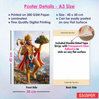 Hanuman Ji Ganesh Ji Bholenath Saraswati Ji Religious Posters (Pack of 6) A3 Size 300 GSM Paper Unframed Self Adhesive Laminated God Wall Art for Pooja Room and Home Temple