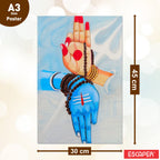 Radha Krishna Wall Decor Poster, Religious God & Goddess Posters for Pooja Room (Pack of 6) Self-Adhesive Laminated A3 Size 300 GSM Paper Unframed Wall Art For Home Temple, Prayer Spaces