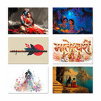 Radha Krishna, Shiv Parvati, Mateshwari Goddess, Flute Wall Decor Poster, Religious God & Goddess Wall Posters for Pooja Room (Pack of 6) Self-Adhesive Laminated A3 Size 300 GSM Paper Unframed Wall Art For Home Temple, Prayer Spaces