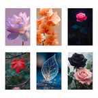 Floral Wall Decor Poster (Pack Of 6) Self Adhesive Laminated 300 GSM Paper Unframed Flowers Wall Art Posters for Living Room and Bedroom