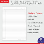 Classic One Side Ruled A4 Sheets, 90 GSM Project Paper, White Paper Sheets For Writing, Printing, DIY, Assignment, Office & Creative Use