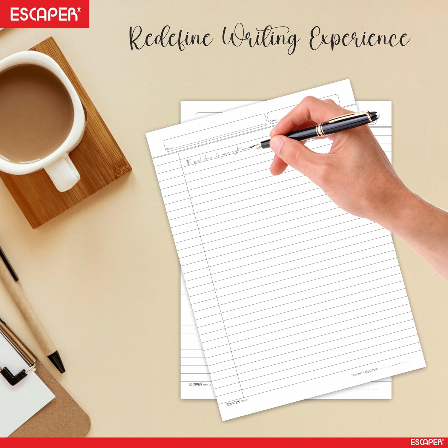 Classic A4 Size Two Side Ruled Sheets, 90 GSM White Paper for Writing, Printing, Assignments & Projects, Designer Both Side Ruled A4 Paper