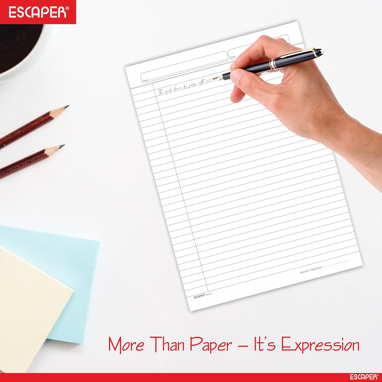 Classic A4 Size Two Side Ruled Sheets, 90 GSM White Paper for Writing, Printing, Assignments & Projects, Designer Both Side Ruled A4 Paper