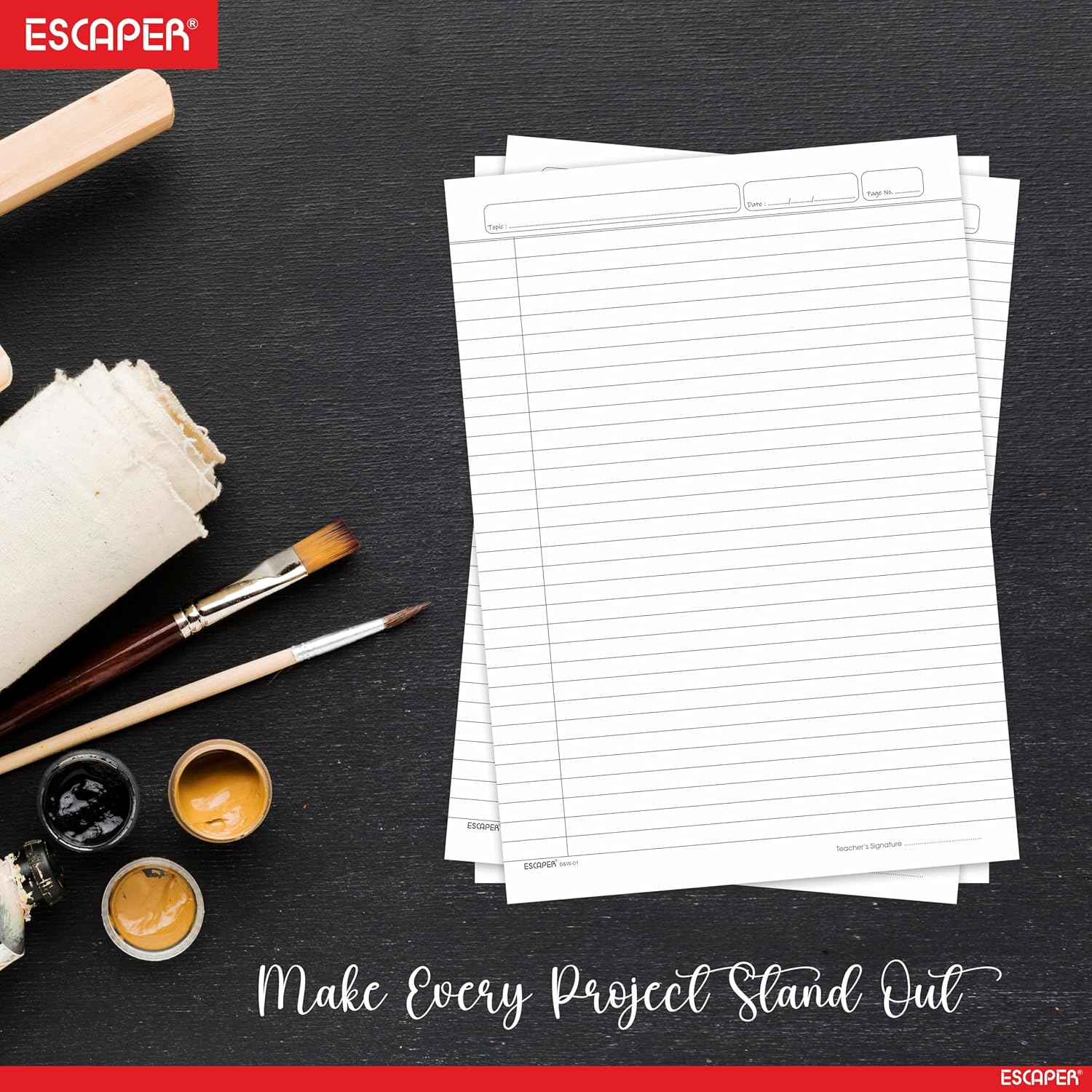 Classic One Side Ruled A4 Sheets, 90 GSM Project Paper, White Paper Sheets For Writing, Printing, DIY, Assignment, Office & Creative Use