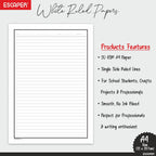 One Side Ruled A4 Sheets with Elegant Borders, 90 GSM White Paper for Writing, Projects, Office & School Use, Border Ruled Paper Sheets for Assignments, Notes & Printing