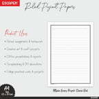 One Side Ruled A4 Sheets with Elegant Borders, 90 GSM White Paper for Writing, Projects, Office & School Use, Border Ruled Paper Sheets for Assignments, Notes & Printing