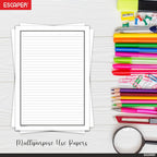 One Side Ruled A4 Sheets with Elegant Borders, 90 GSM White Paper for Writing, Projects, Office & School Use, Border Ruled Paper Sheets for Assignments, Notes & Printing