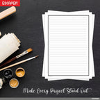One Side Ruled A4 Sheets with Elegant Borders, 90 GSM White Paper for Writing, Projects, Office & School Use, Border Ruled Paper Sheets for Assignments, Notes & Printing