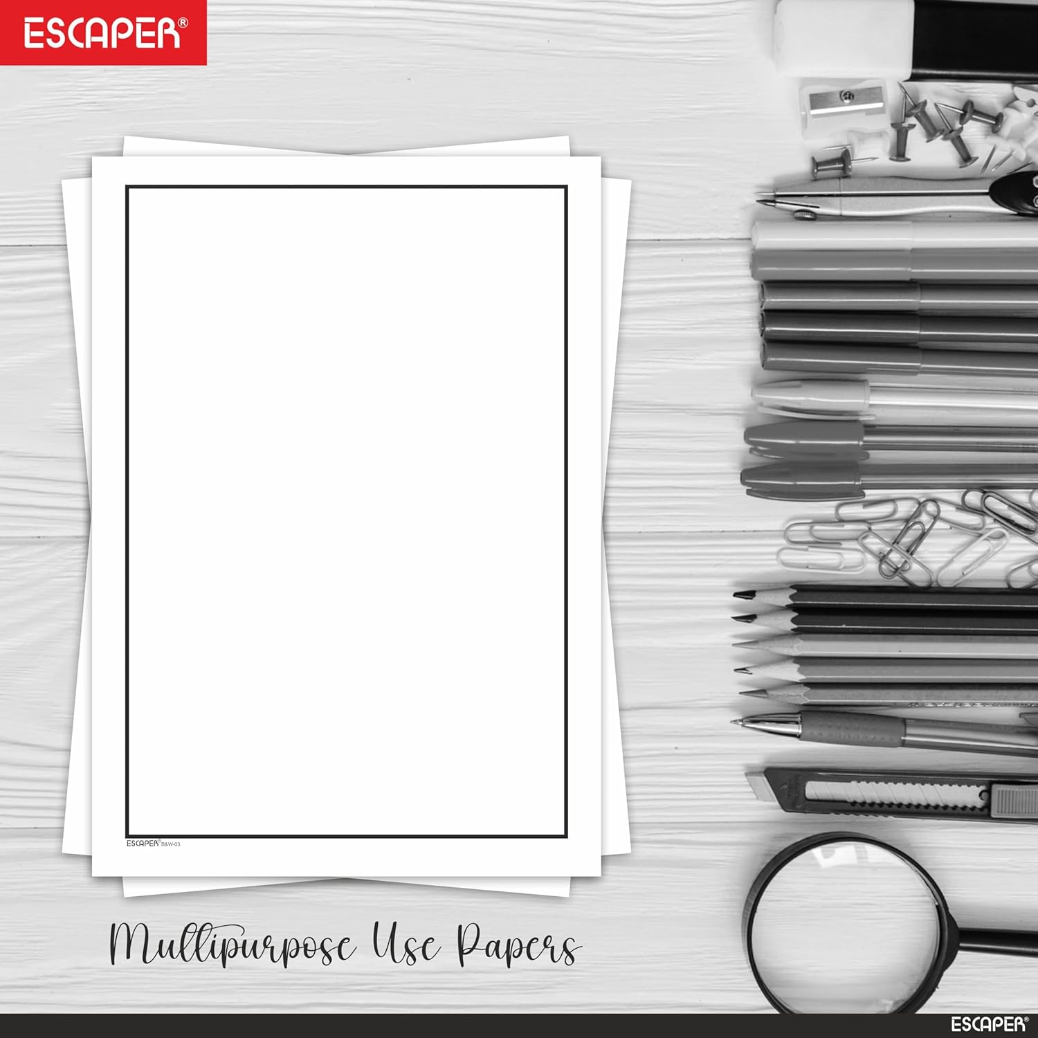 Plain Elegant Border A4 Sheets, 90 GSM White Paper, Unruled A4 Size Border Design Paper, Printer-Friendly, Ideal for Certificates, Crafts, Letters & Projects