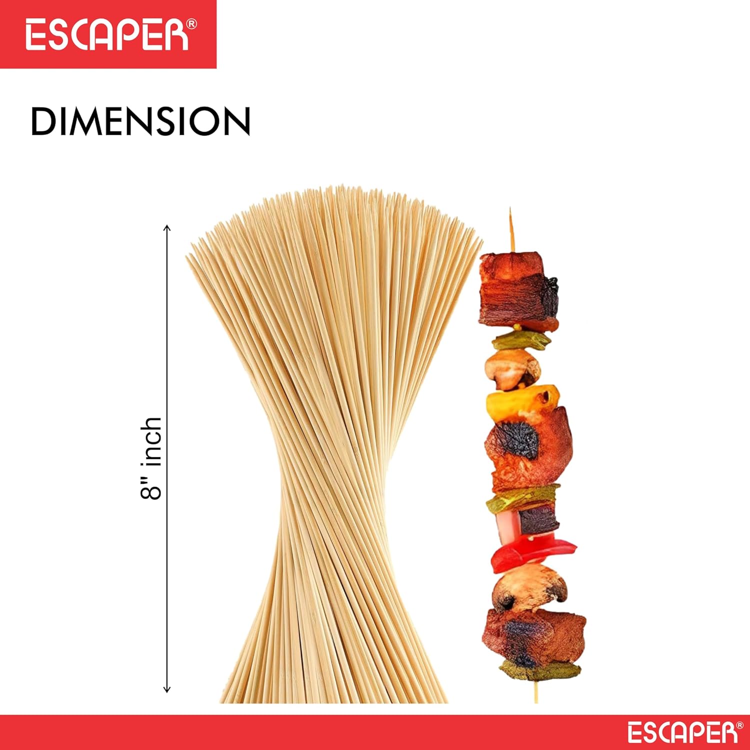 Bamboo Skewers Sticks, (Pack of 88) Multipurpose Skewers Sticks for Grilling, Fruits, Kids Crafts Natural Biodegradable Sticks for Snacks, Kababs & DIY Use