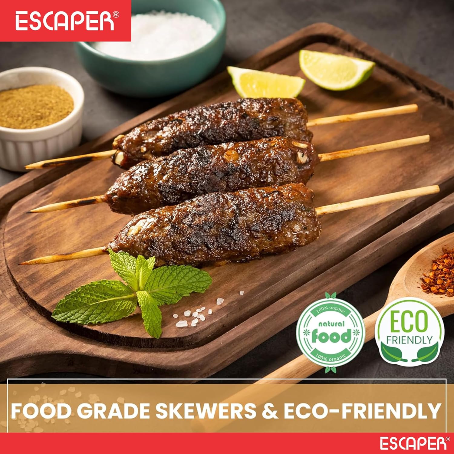 Bamboo Skewers Sticks, (Pack of 88) Multipurpose Skewers Sticks for Grilling, Fruits, Kids Crafts Natural Biodegradable Sticks for Snacks, Kababs & DIY Use