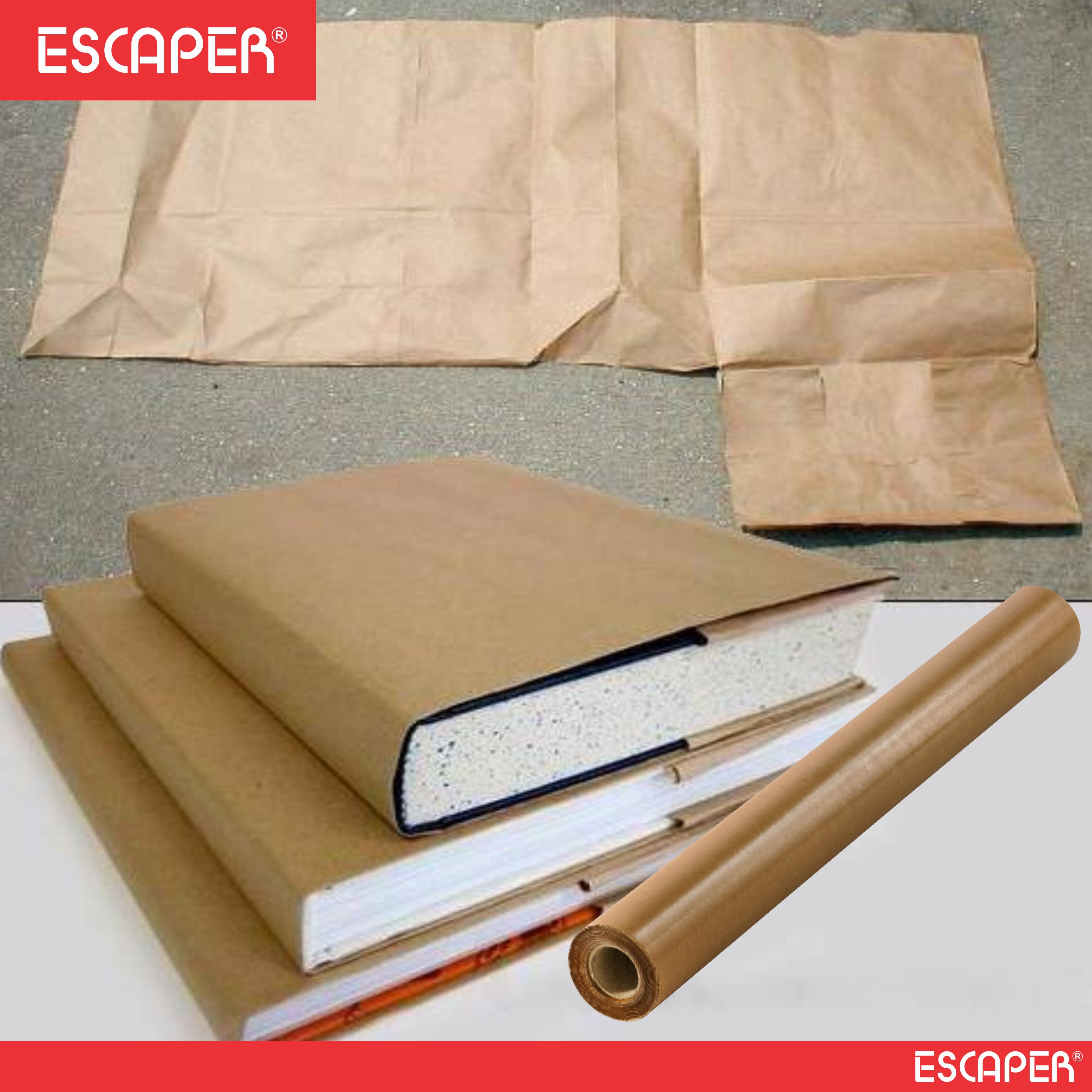 Laminated Brown Paper Cover Roll with Name Stickers for School Notebooks, (Pack Of 1- 14 Inch × 8 Meter) Thick Water-Resistant Book Protection Paper for Crafts and Packaging