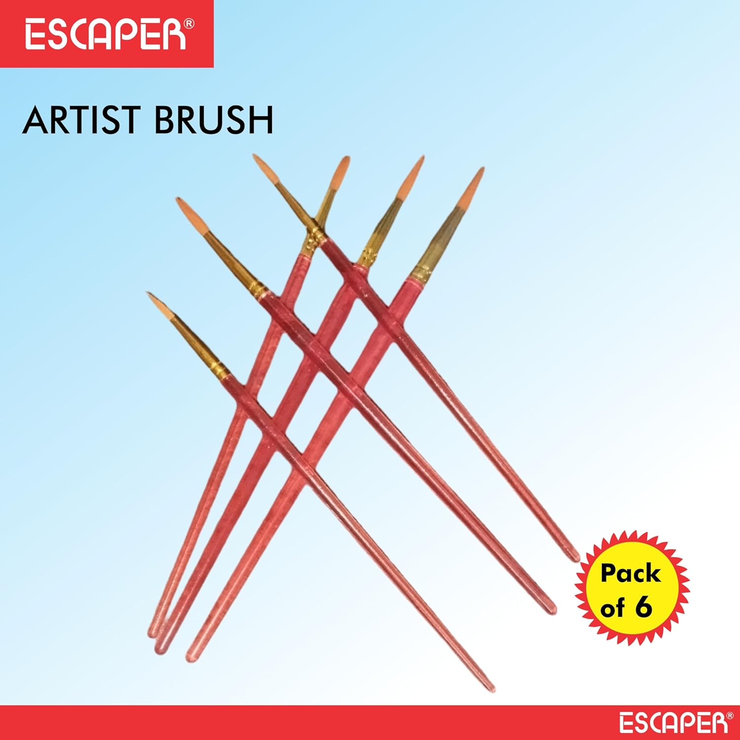 Fine Tip Paint Brush Set of 6, Nylon Bristle Round Brushe (Sizes 1 to 6) Artist Brushes for Detailing, Acrylic Painting, Miniatures, Ganpati Art, Model Craft