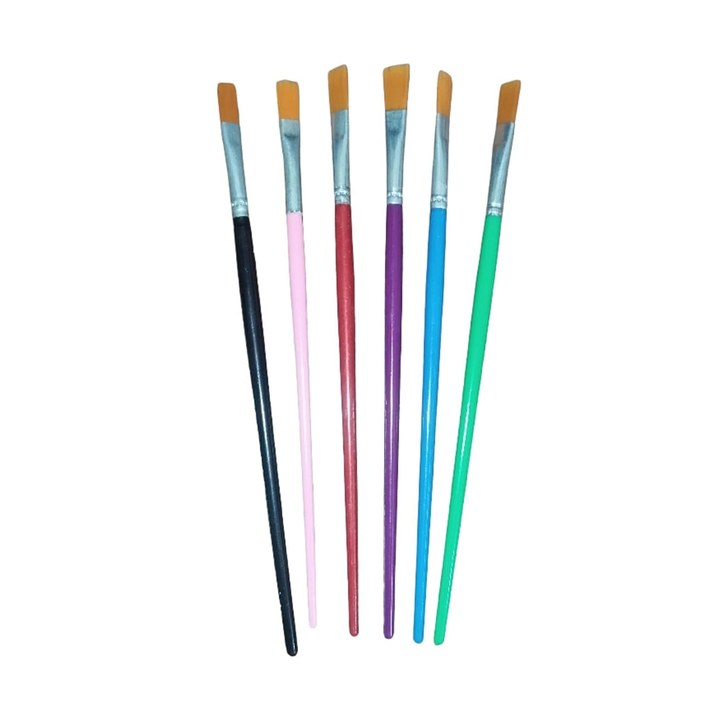 Flat Paint Brush Set of 6, Nylon Bristle Round Brushe Artist Brushes for Detailing, Acrylic Painting, Miniatures, Ganpati Art, Model Craft