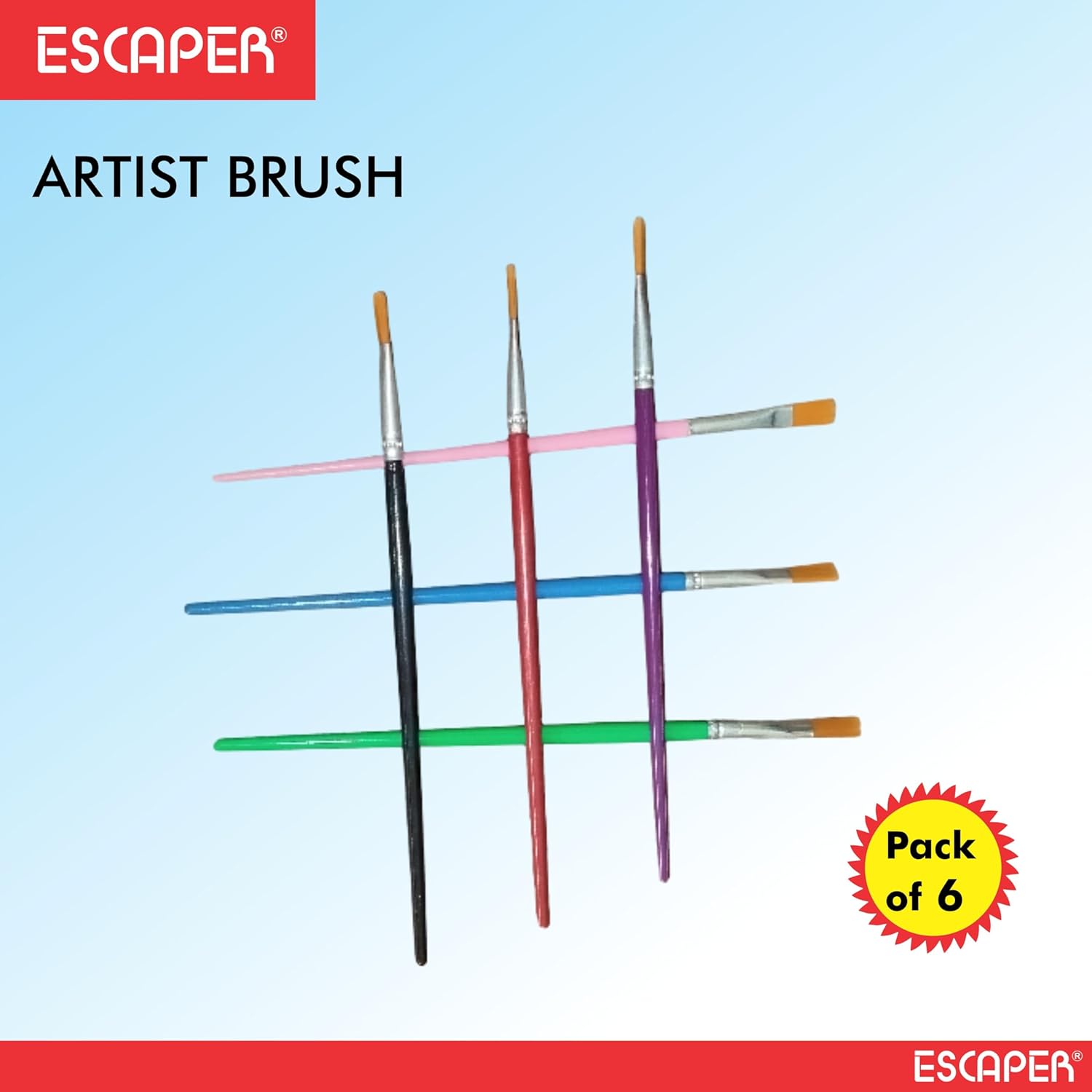 Flat Paint Brush Set of 6, Nylon Bristle Round Brushe Artist Brushes for Detailing, Acrylic Painting, Miniatures, Ganpati Art, Model Craft