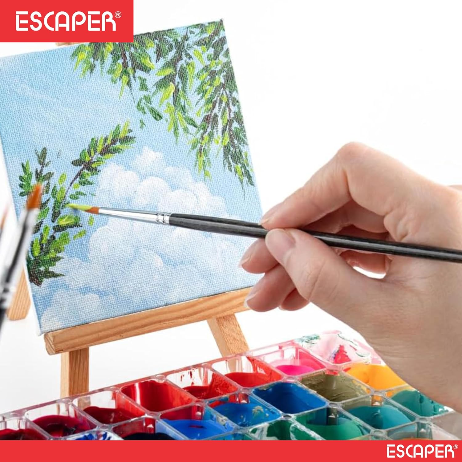 Flat Paint Brush Set of 6, Nylon Bristle Round Brushe Artist Brushes for Detailing, Acrylic Painting, Miniatures, Ganpati Art, Model Craft