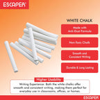 Chalk Pieces Box With Duster, Non-Toxic Dustless White Chalks for Black Board, Slate, Drawing, Smooth Writing
