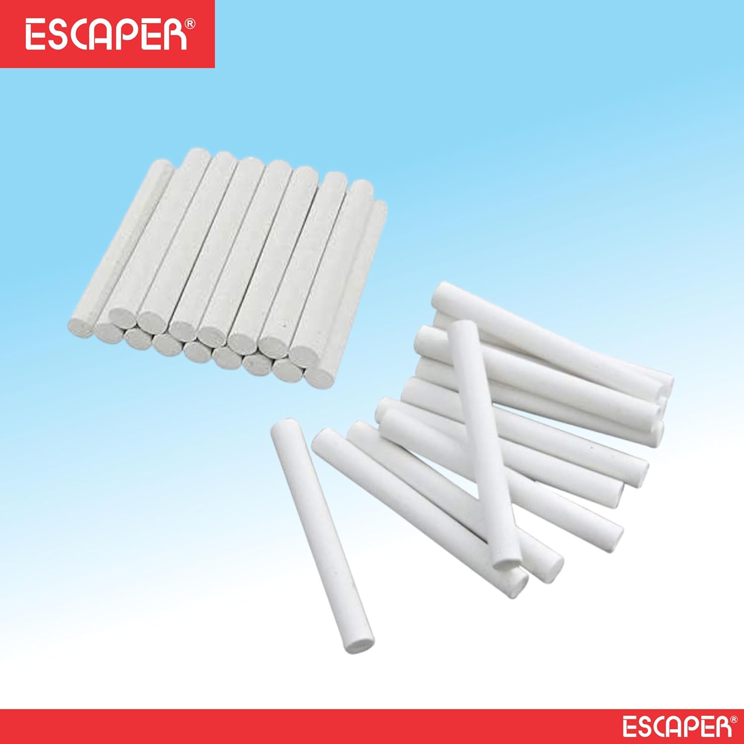Chalk Pieces Box With Duster, Non-Toxic Dustless White Chalks for Black Board, Slate, Drawing, Smooth Writing