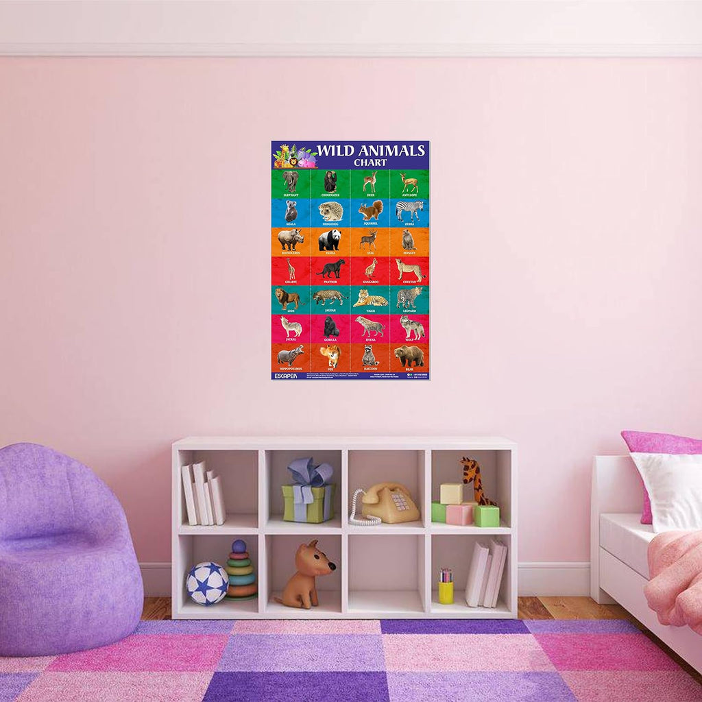 Wild Animals Chart for Kids learning (11.5 x 17.5 inches), Bill Wall Charts wild animals, Cut and paste picture of animals, Kids Animals Charts