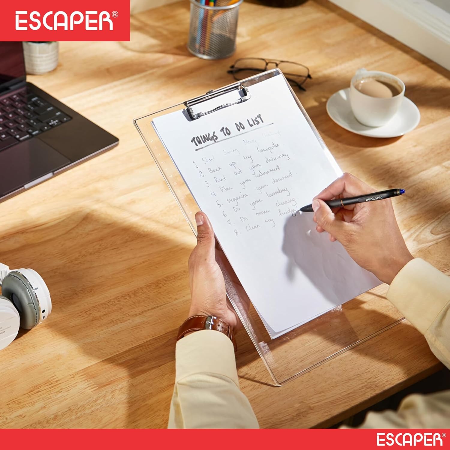 Transparent Paper Clipboard with Clip (36.5 x 24.5 CM), Writing Exam Pad for Drawing, Writing, Perfect for Office, School, College, Students & Artists