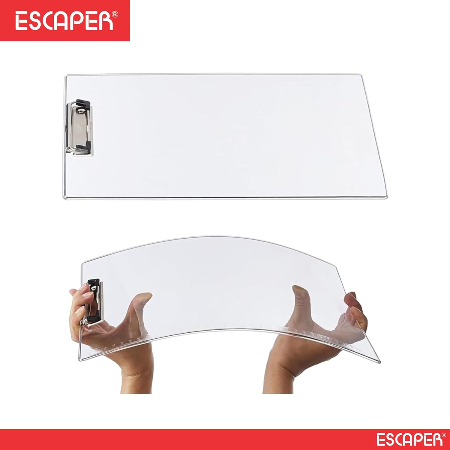 Transparent Paper Clipboard with Clip (36.5 x 24.5 CM), Writing Exam Pad for Drawing, Writing, Perfect for Office, School, College, Students & Artists