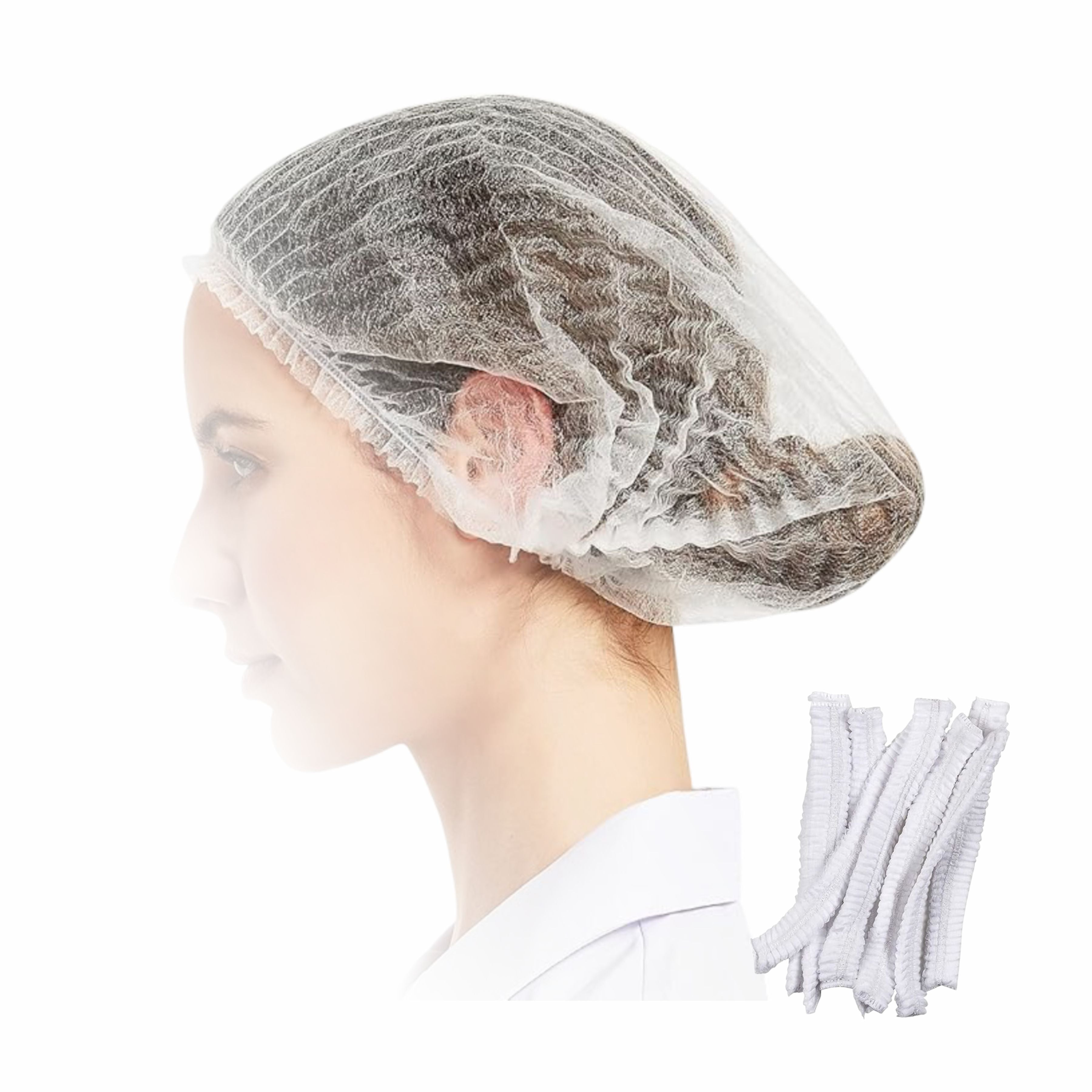Disposable Bouffant Caps, Cooking Caps for Kitchen Chef, (Pack of 80) Non-Woven Hair Cap for Hotel, Salon, Hospital & Food Handling, Lightweight & Breathable Head Cap, Universal Fit White
