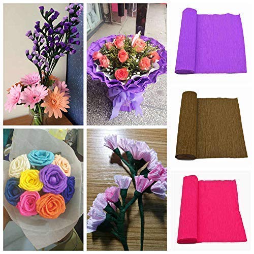 Assorted Crepe Paper Rolls, Wrinkled Craft Paper Set (2.5 mtr x 20" Inch Each), Flexible & Durable Crepe Paper for Craft, Flower Making, Gift Wrapping, and Party Decoration