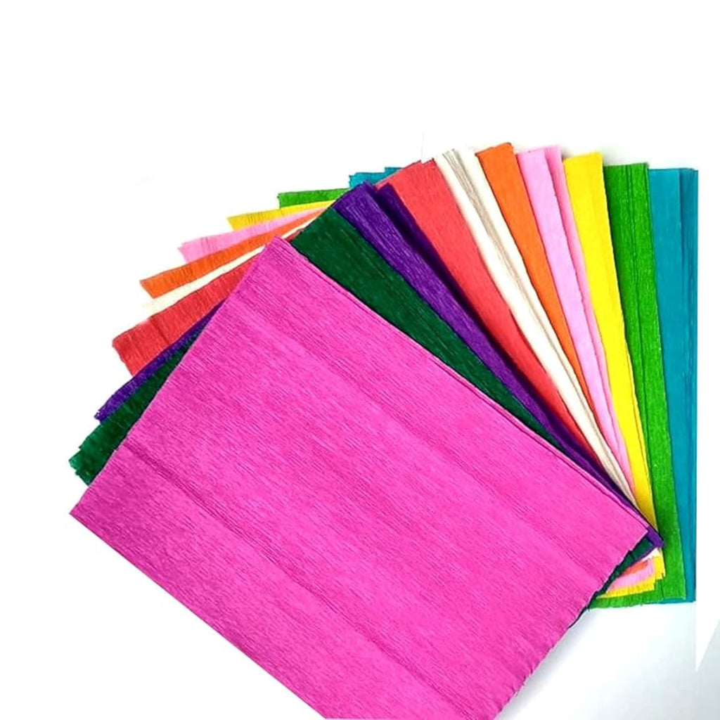 Assorted Crepe Paper Sheets, Wrinkled Craft Paper Set (20"x32" Inch Each), Flexible & Durable Crepe Paper for Craft, Flower Making, Gift Wrapping, and Party Decoration