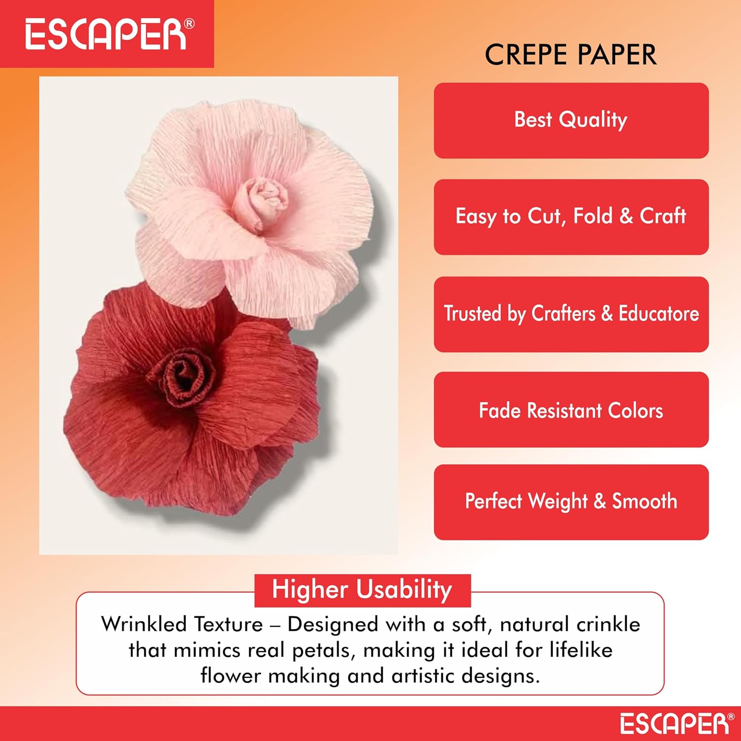 Assorted Crepe Paper Sheets, Wrinkled Craft Paper Set (20"x32" Inch Each), Flexible & Durable Crepe Paper for Craft, Flower Making, Gift Wrapping, and Party Decoration