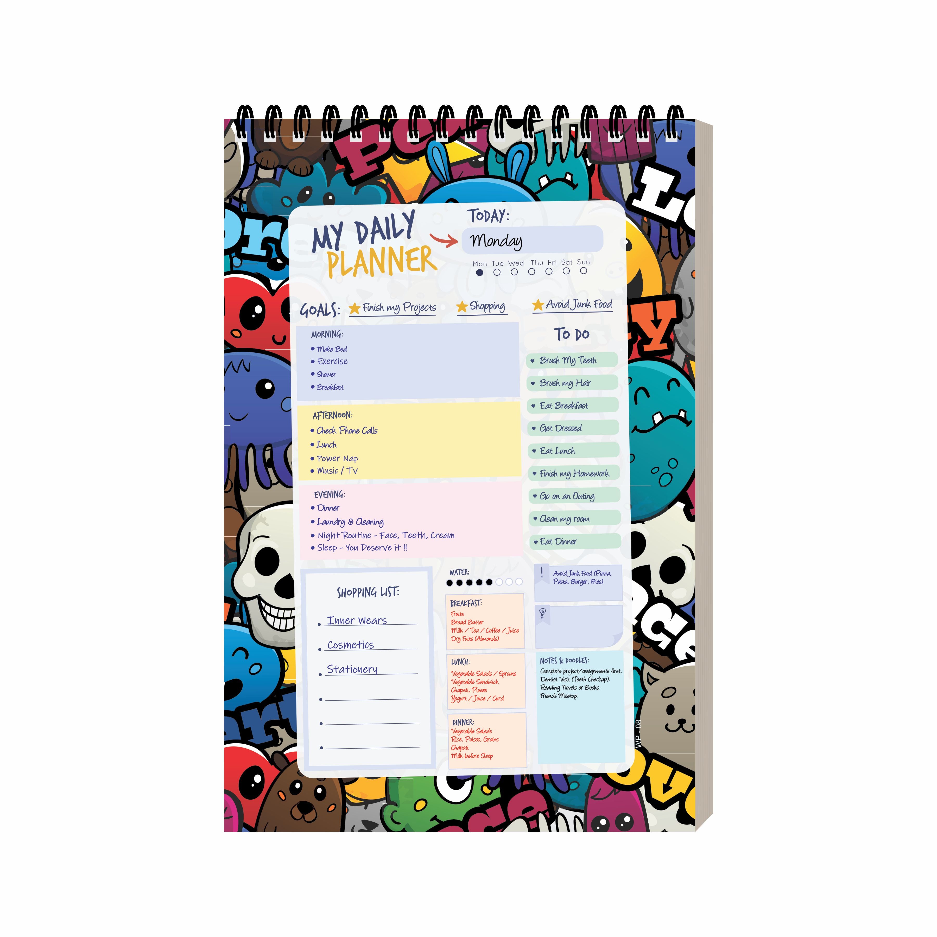Graffiti Art Daily Planner Diary A5 – 100 Days Undated Planning Notebook with To-Do List, Priorities & Goal Tracker | Cool Planner for Teens & Young Adults