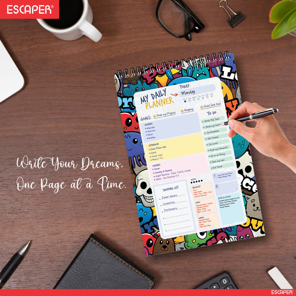 Graffiti Art Daily Planner Diary A5 – 100 Days Undated Planning Notebook with To-Do List, Priorities & Goal Tracker | Cool Planner for Teens & Young Adults