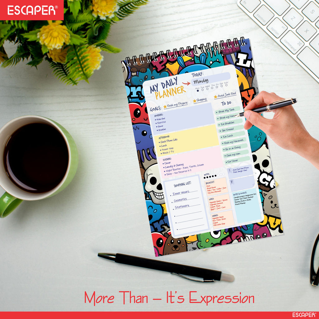 Graffiti Art Daily Planner Diary A5 – 100 Days Undated Planning Notebook with To-Do List, Priorities & Goal Tracker | Cool Planner for Teens & Young Adults