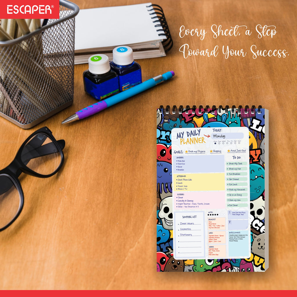 Graffiti Art Daily Planner Diary A5 – 100 Days Undated Planning Notebook with To-Do List, Priorities & Goal Tracker | Cool Planner for Teens & Young Adults