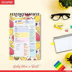 Fruits Theme Daily Planner Diary A5 – 100 Days Undated Productivity Journal with To-Do List, Appointments, Priorities & Notes | Cute Planner for Work & Study