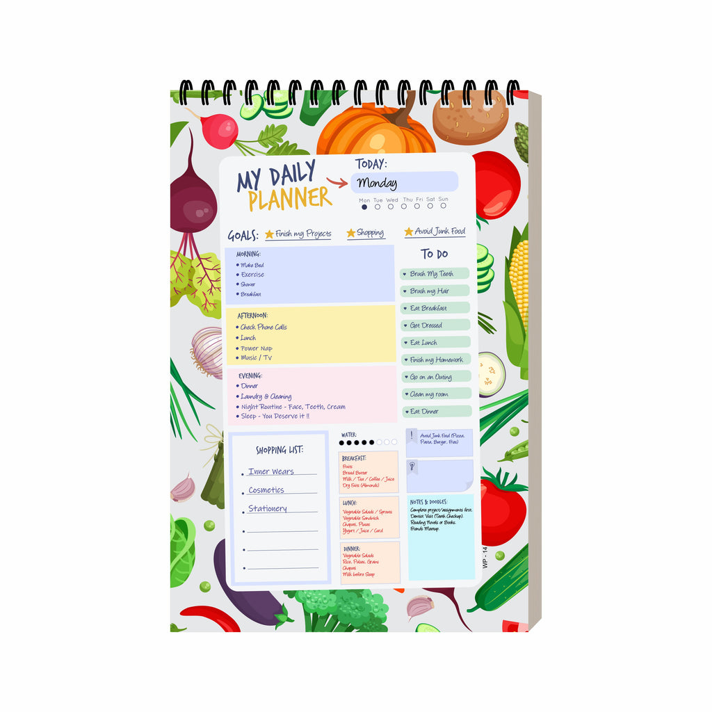 Vegetables Theme Daily Planner Diary A5 – 100 Days Undated Productivity Journal with To-Do List, Priorities & Notes | Cute Planner for Work, School & Gifting