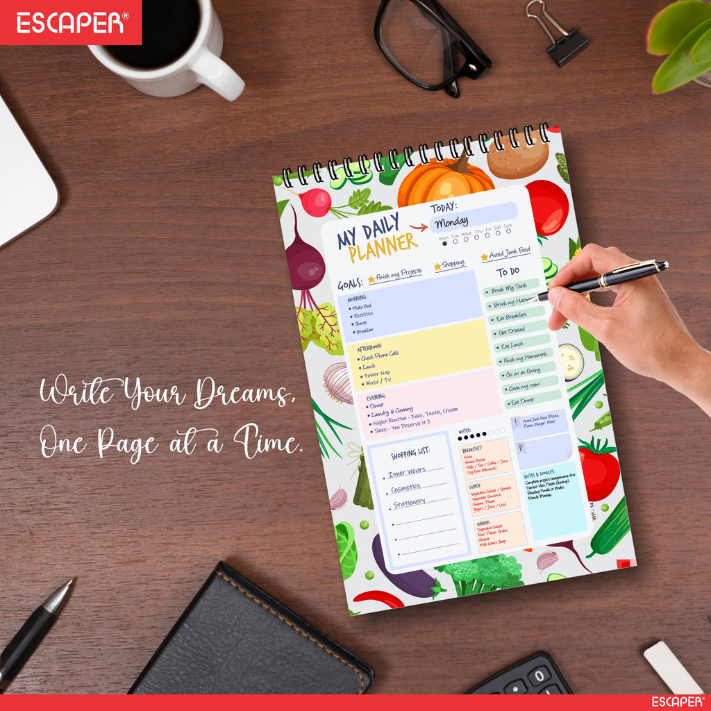 Vegetables Theme Daily Planner Diary A5 – 100 Days Undated Productivity Journal with To-Do List, Priorities & Notes | Cute Planner for Work, School & Gifting