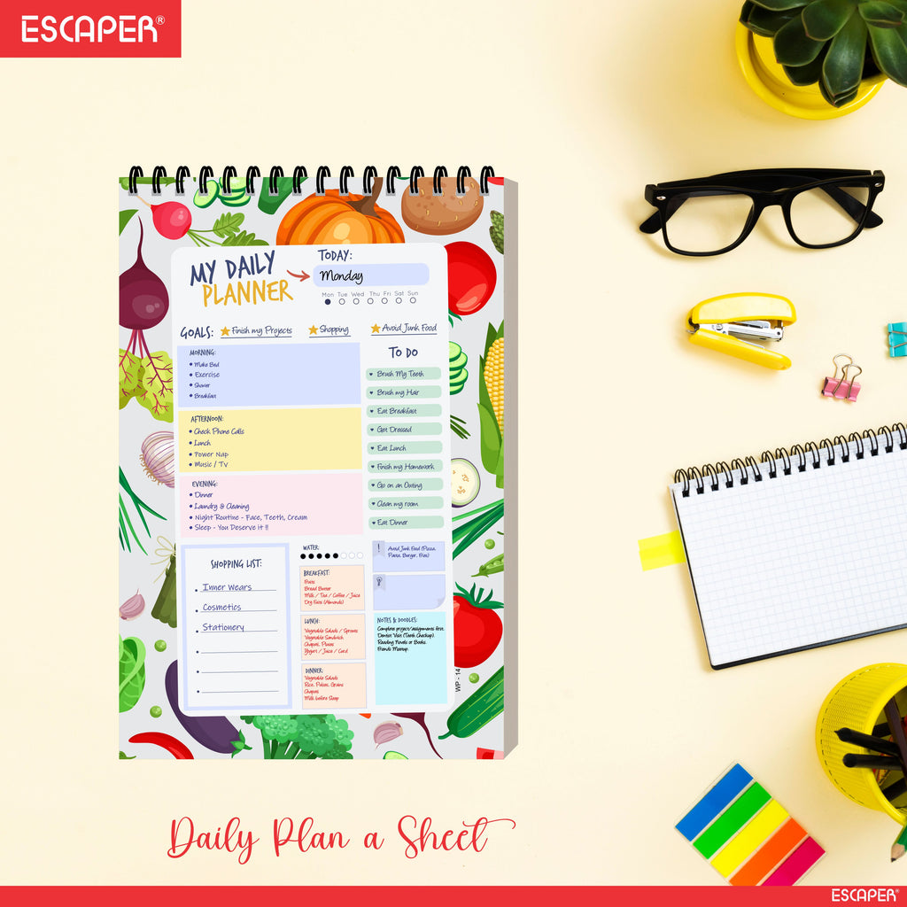 Vegetables Theme Daily Planner Diary A5 – 100 Days Undated Productivity Journal with To-Do List, Priorities & Notes | Cute Planner for Work, School & Gifting