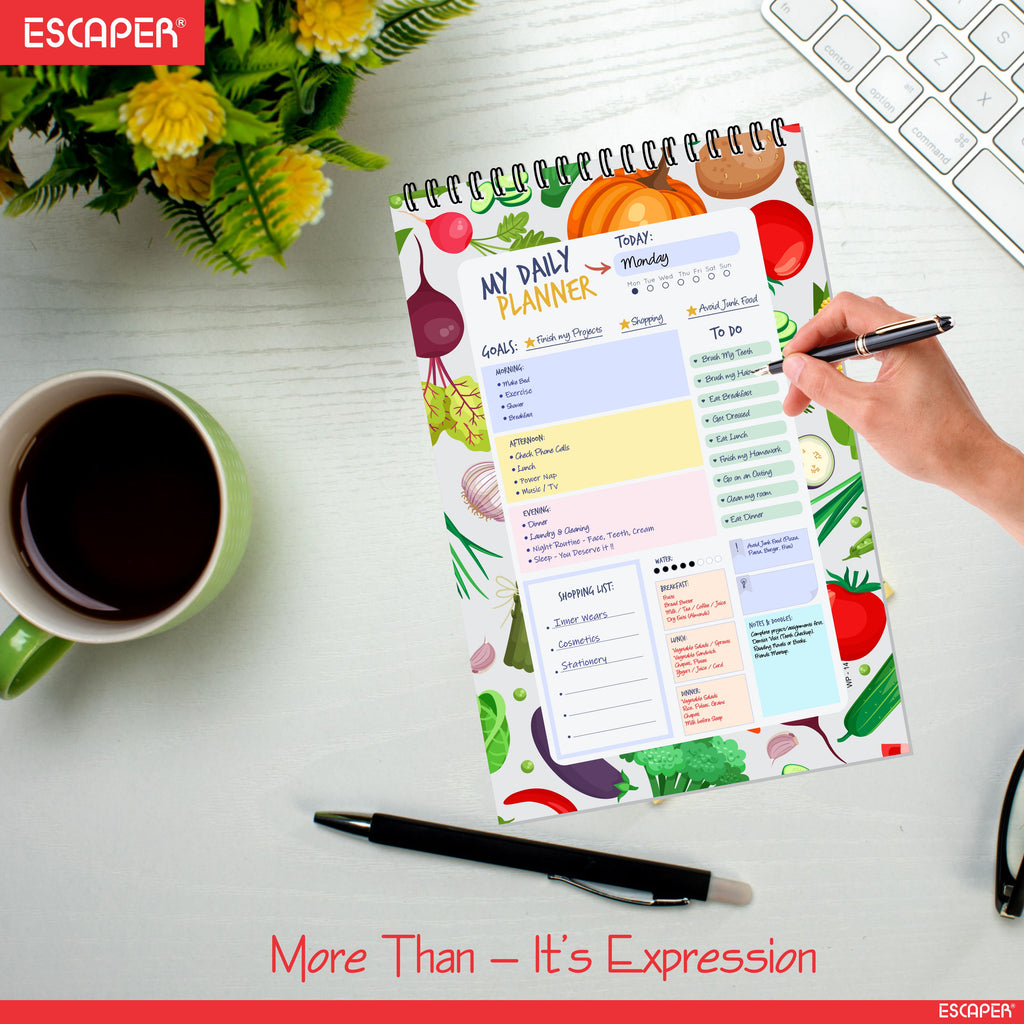 Vegetables Theme Daily Planner Diary A5 – 100 Days Undated Productivity Journal with To-Do List, Priorities & Notes | Cute Planner for Work, School & Gifting