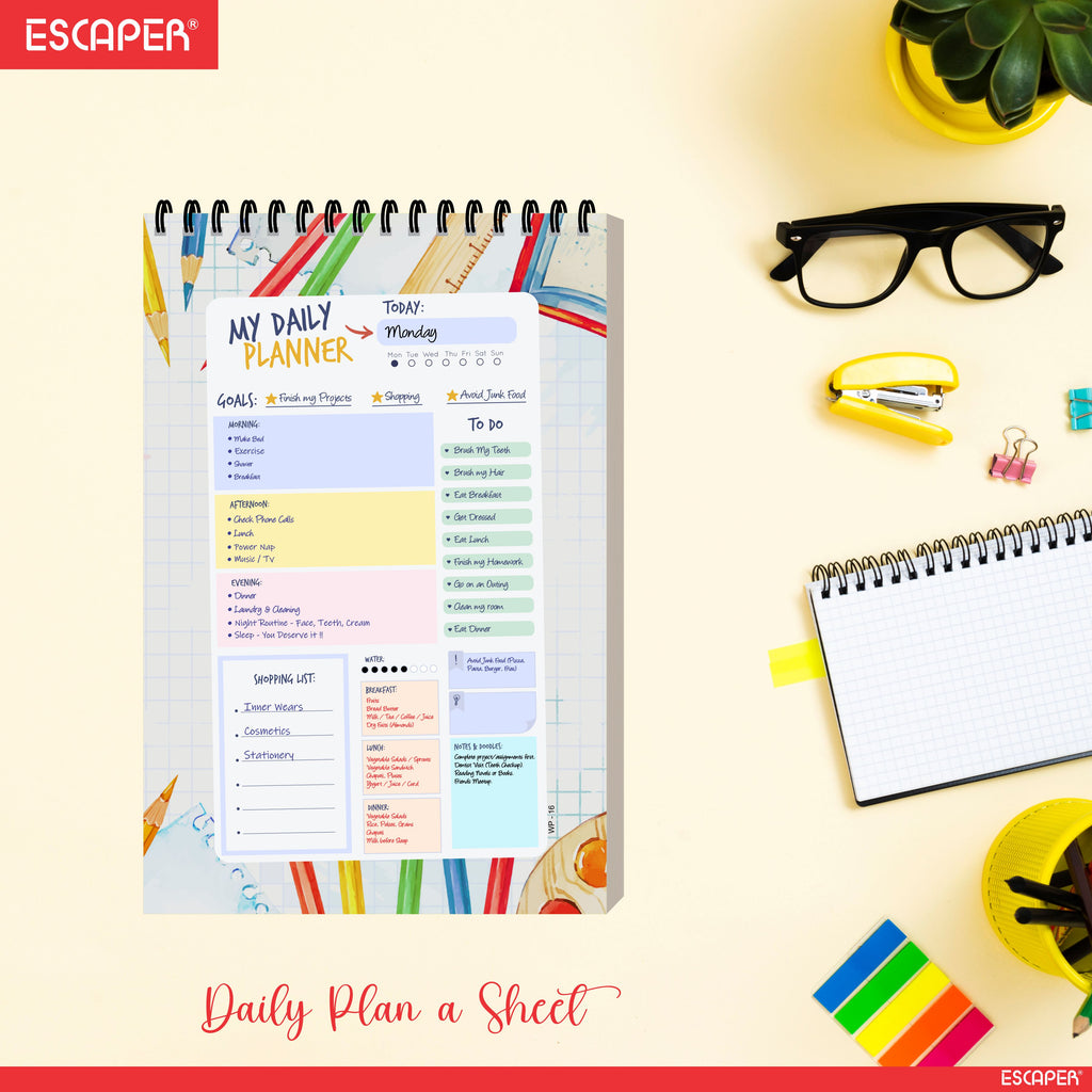 Back to School Daily Planner A5 – 100 Days Undated Journal with To-Do Lists, Appointments, Priorities & Notes | Study Planner for Students & Teens