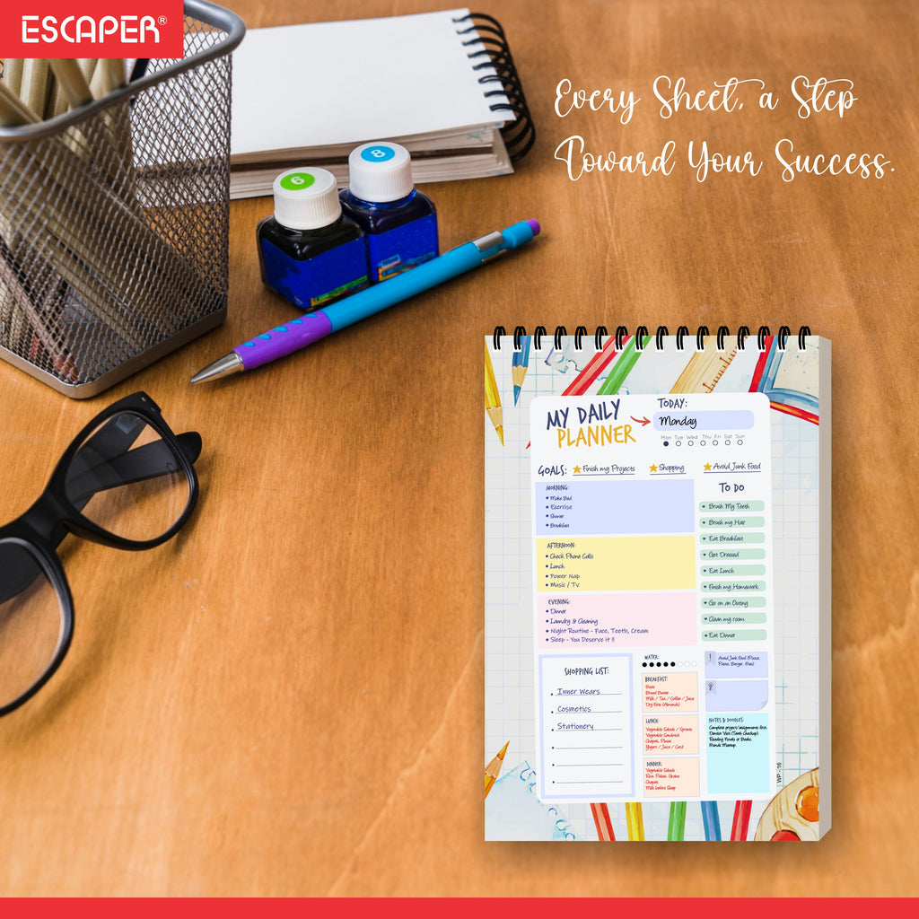 Back to School Daily Planner A5 – 100 Days Undated Journal with To-Do Lists, Appointments, Priorities & Notes | Study Planner for Students & Teens