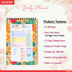 Flower Print Daily Planner A5 – 100 Days Undated Planning Journal with To-Do Lists, Appointments, Priorities & Notes | Planner for Work, Study & Gifting