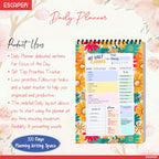 Flower Print Daily Planner A5 – 100 Days Undated Planning Journal with To-Do Lists, Appointments, Priorities & Notes | Planner for Work, Study & Gifting