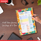 Flower Print Daily Planner A5 – 100 Days Undated Planning Journal with To-Do Lists, Appointments, Priorities & Notes | Planner for Work, Study & Gifting