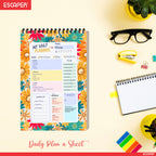 Flower Print Daily Planner A5 – 100 Days Undated Planning Journal with To-Do Lists, Appointments, Priorities & Notes | Planner for Work, Study & Gifting