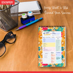 Flower Print Daily Planner A5 – 100 Days Undated Planning Journal with To-Do Lists, Appointments, Priorities & Notes | Planner for Work, Study & Gifting