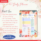 Floral Art Daily Planner A5 – 100 Days Undated Planning Journal with To-Do Lists, Priorities & Goal Tracker | Aesthetic Planner for Girls, Women & Gifting