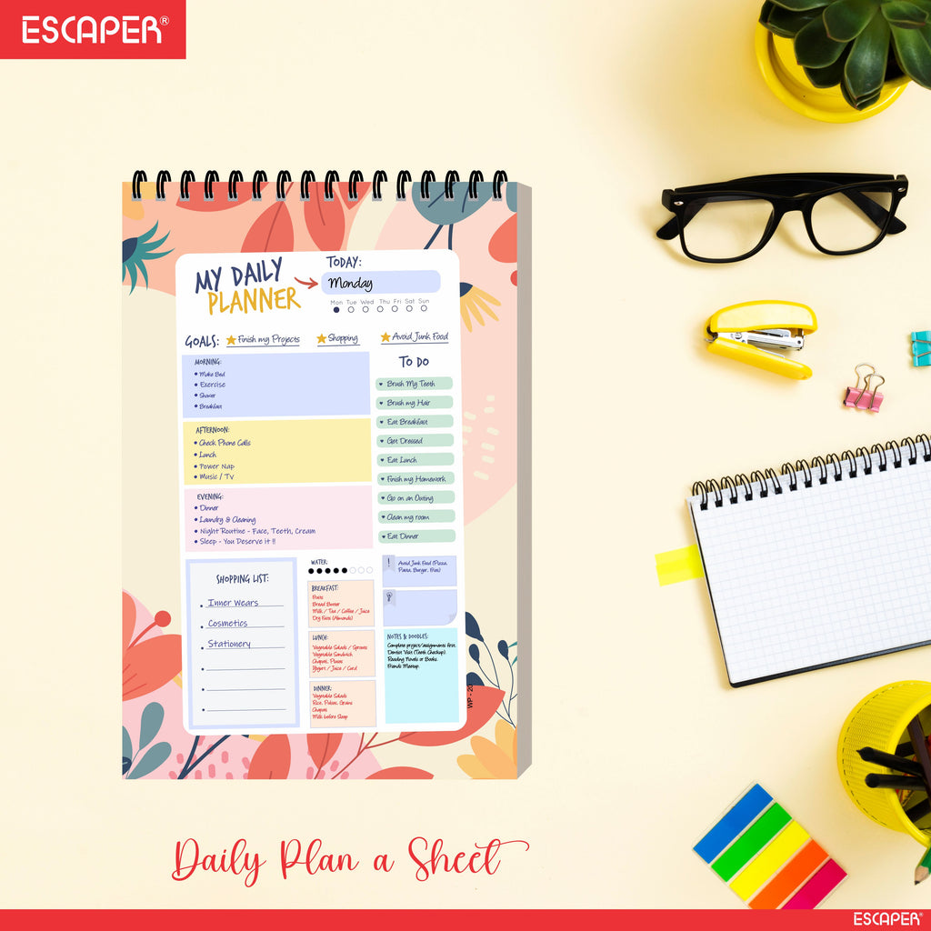 Floral Art Daily Planner A5 – 100 Days Undated Planning Journal with To-Do Lists, Priorities & Goal Tracker | Aesthetic Planner for Girls, Women & Gifting